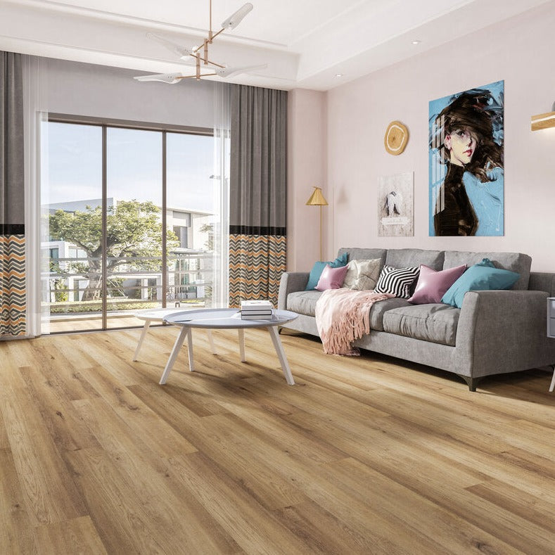 Poligon SPC Textured/EIR 9"x60" Vinyl Flooring 8mm - Grade Brown