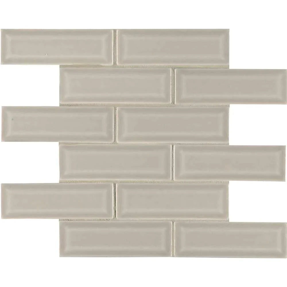 MSI Portico Pearl Beveled Polished Ceramic Mosaic Wall Tile 2"x6"