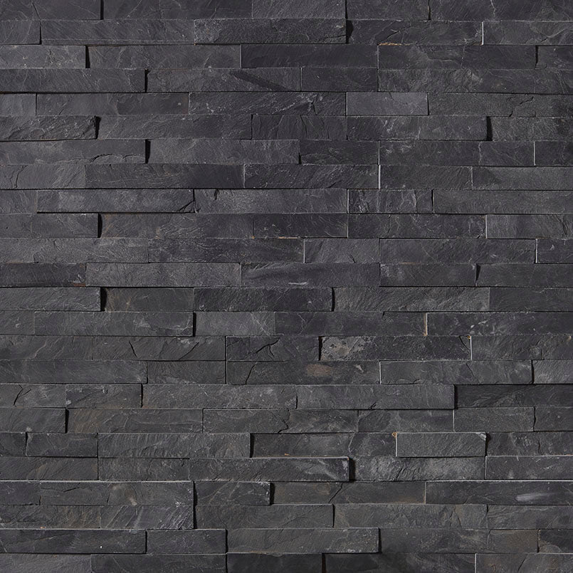 Premium black splitface ledger panel 6X24 natural slate wall tile LPNLSPREBLK624 product sho