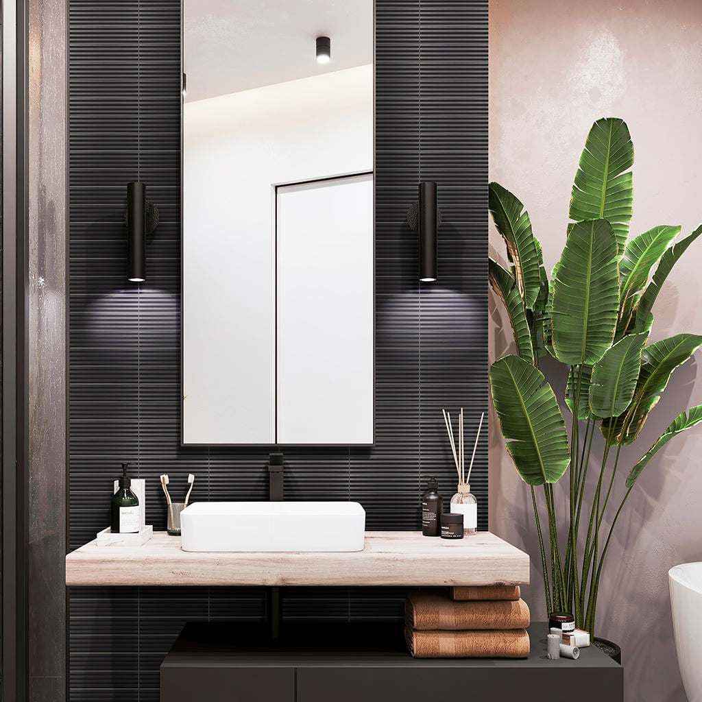 Black 2x8 Matte Ceramic Subway Deco Tile (38 pack, 4.1 sq ft/case)