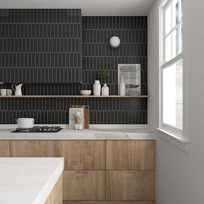 Black 2x8 Matte Ceramic Subway Tile (60 pack, 6.46 sq ft/case) - Sample