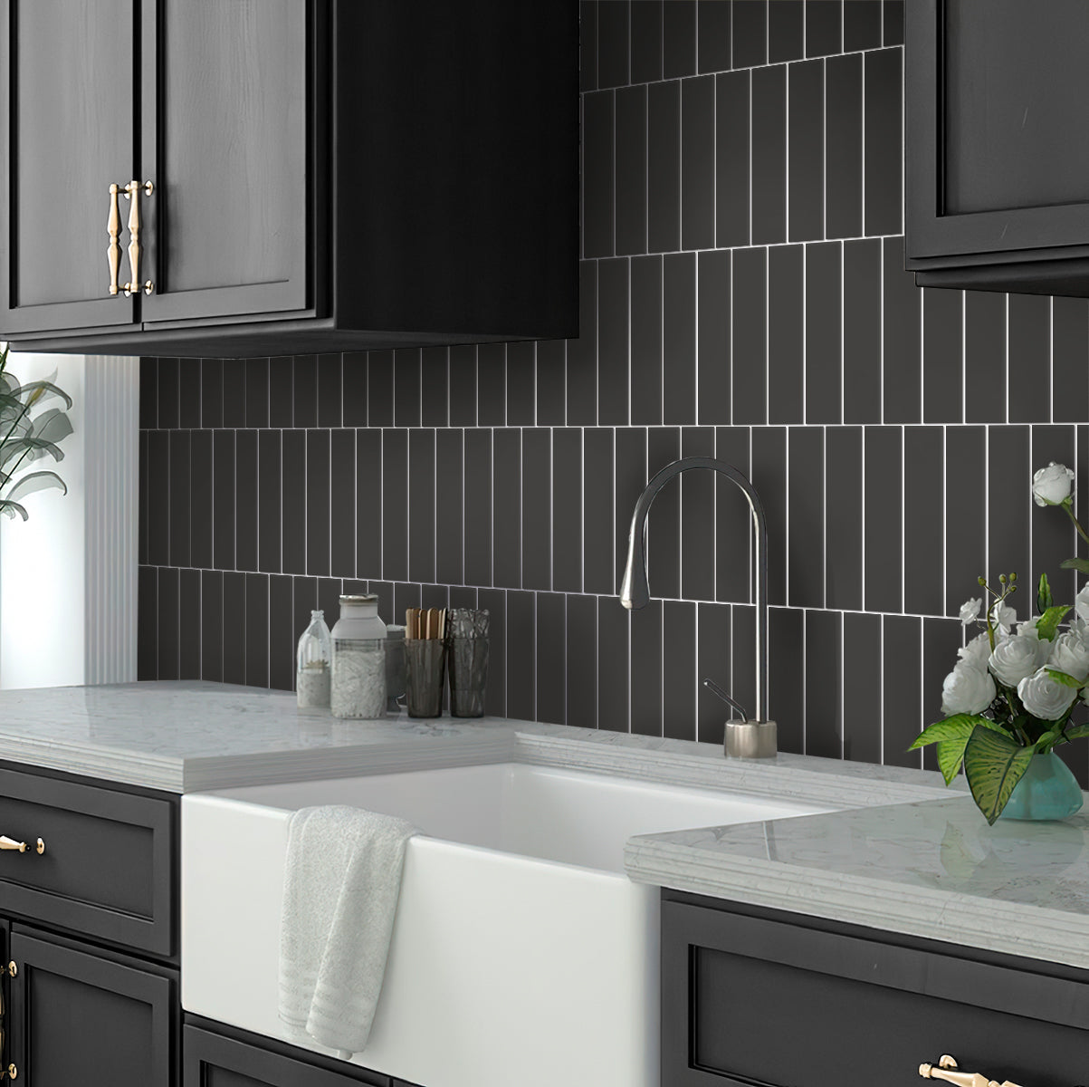 Black 2x8 Matte Ceramic Subway Tile (60 pack, 6.46 sq ft/case)