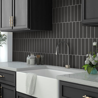 Black 2x8 Matte Ceramic Subway Tile (60 pack, 6.46 sq ft/case) - Sample
