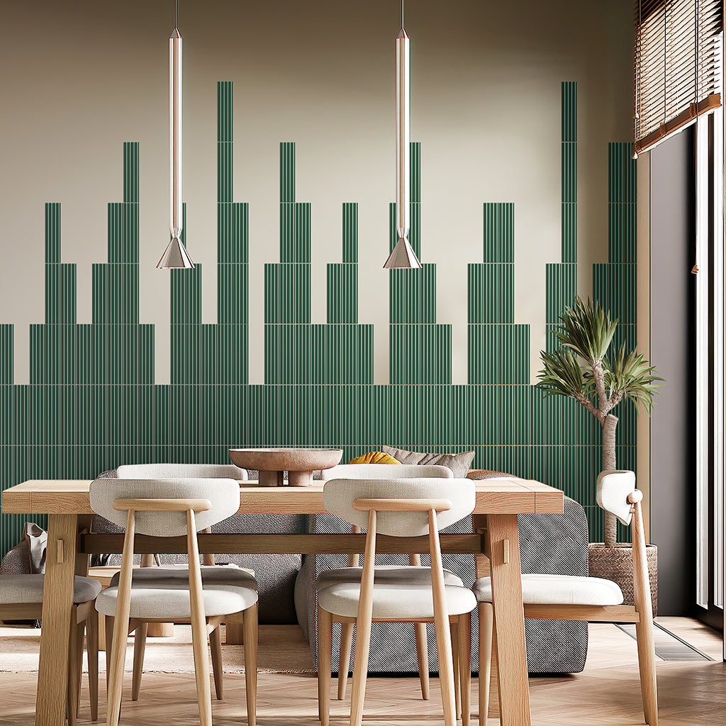 Green 2x8 Glossy Ceramic Subway Deco Tile (38 pack, 4.09 sq ft/case)