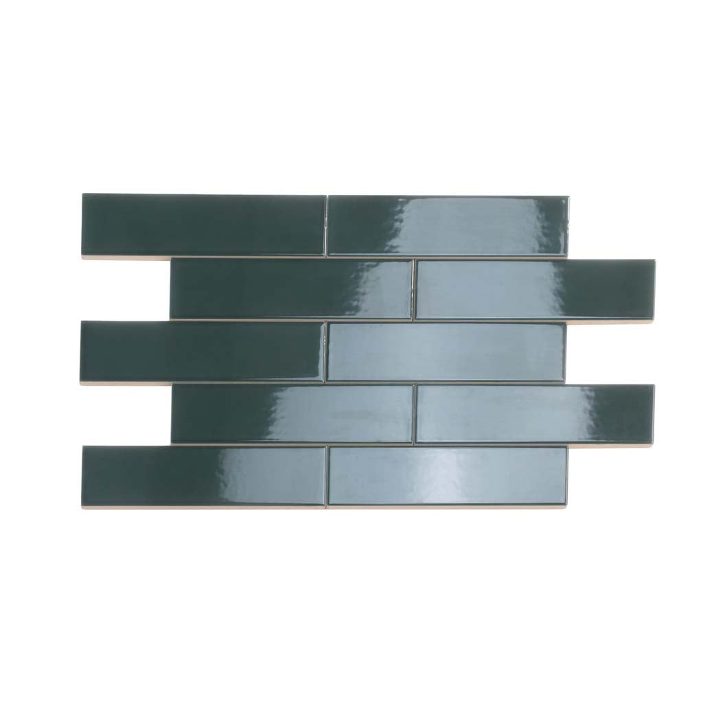 Green 2x8 Glossy Ceramic Subway Tile (60 pack, 6.48 sq ft/case)