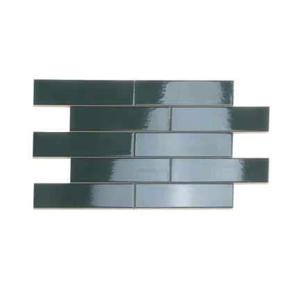 Green 2x8 Glossy Ceramic Subway Tile (60 pack, 6.48 sq ft/case)