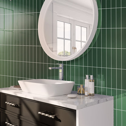 Green 2x8 Glossy Ceramic Subway Tile (50 pack, 5.38 sq ft/case) - Sample