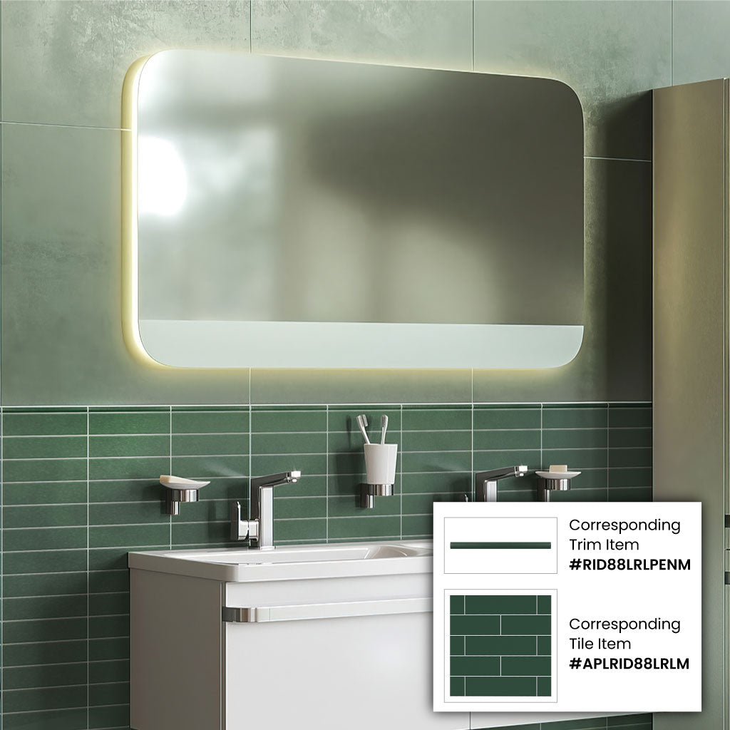 Green 0.5x8 Matte Ceramic Pencil Tile Trim (10 pack, 0.3 sq ft/case)