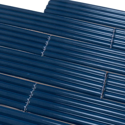 Blue 2x8 Glossy Ceramic Subway Deco Tile (38 pack, 4.09 sq ft/case)