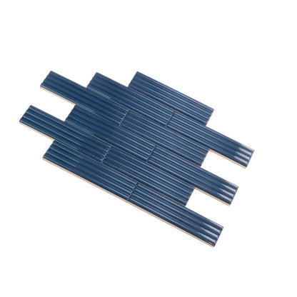 Blue 2x8 Glossy Ceramic Subway Deco Tile (38 pack, 4.09 sq ft/case)