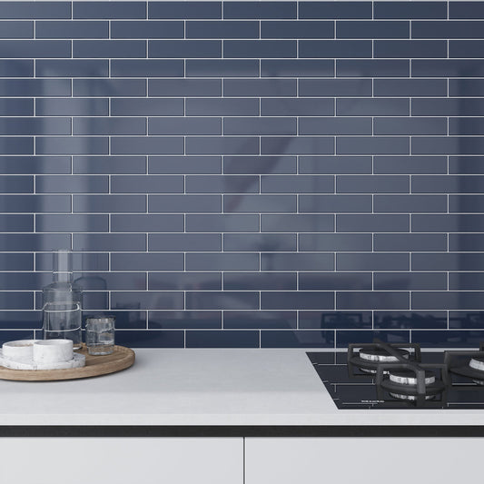 Blue 2x8 Glossy Ceramic Subway Tile (60 pack, 6.48 sq ft/case)