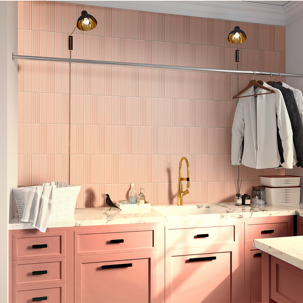 Pink 2x8 Matte Ceramic Subway Deco Tile (42 pack, 4.54 sq ft/case) - Sample