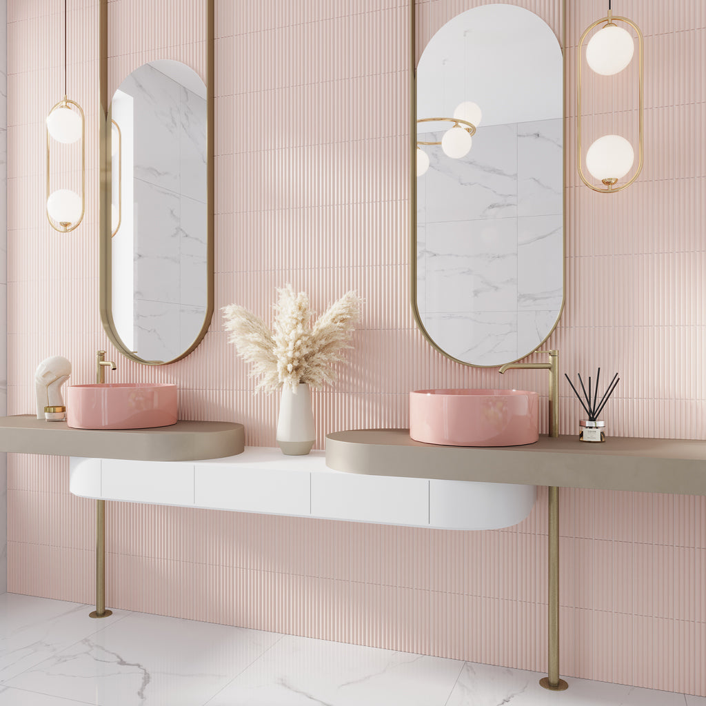 Pink 2x8 Matte Ceramic Subway Deco Tile (42 pack, 4.54 sq ft/case)