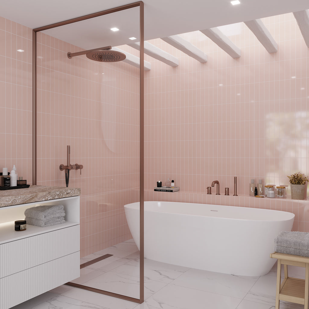 Pink 2x8 Glossy Ceramic Subway Tile (50 pack, 5.38 sq ft/case) - Sample