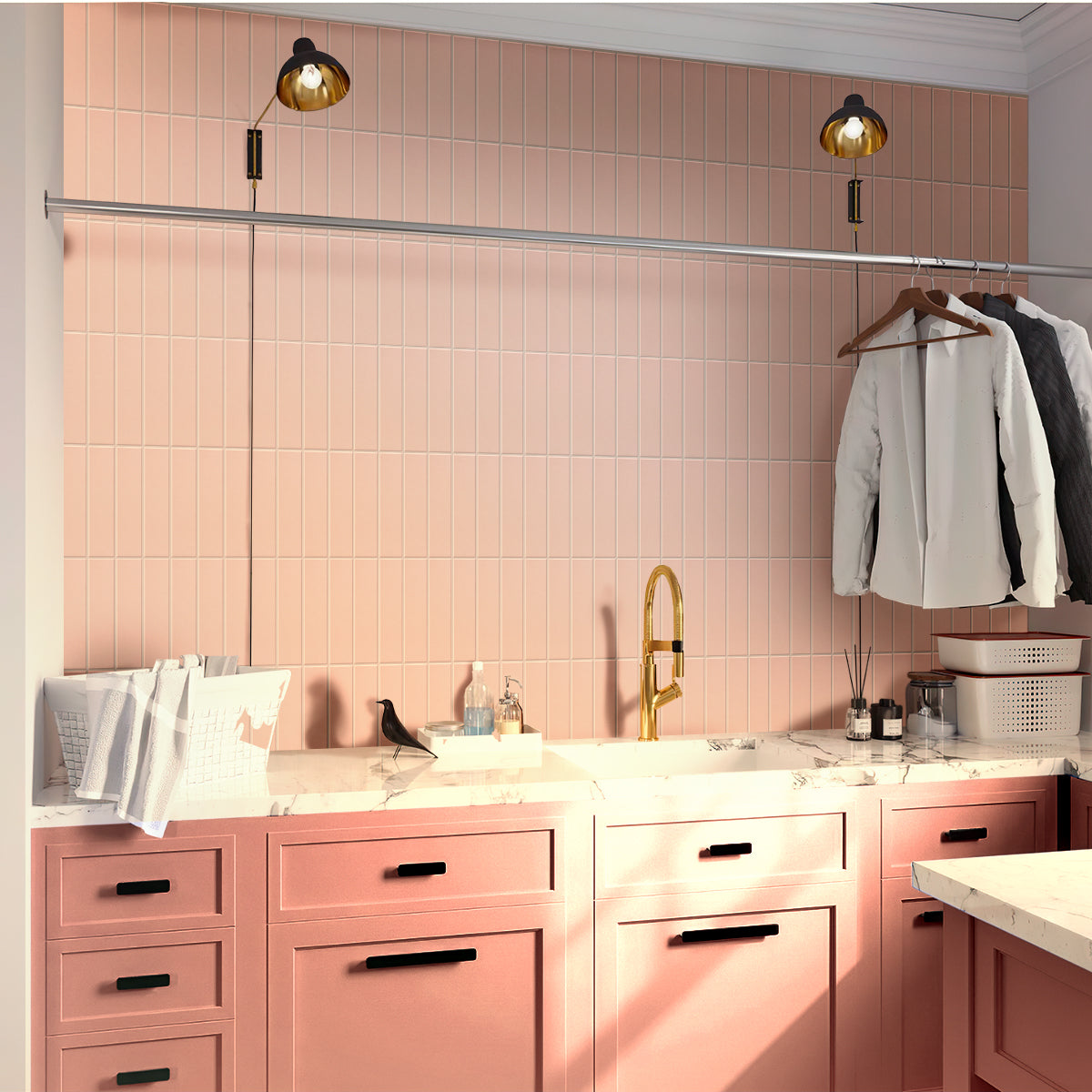 Pink 2x8 Matte Ceramic Subway Tile (50 pack, 5.4 sq ft/case) - Sample