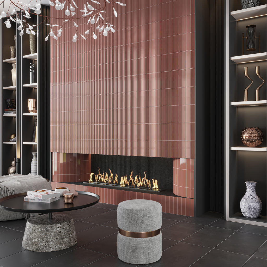 Red 2x8 Glossy Ceramic Subway Deco Tile (38 pack, 4.09 sq ft/case)