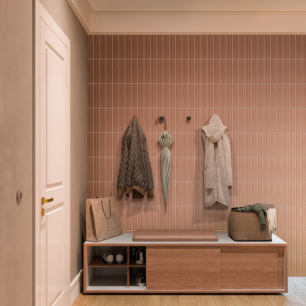 Red 2x8 Matte Ceramic Subway Deco Tile (42 pack, 4.54 sq ft/case)