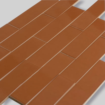 Red 2x8 Glossy Ceramic Subway Tile (50 pack, 5.38 sq ft/case) - Sample