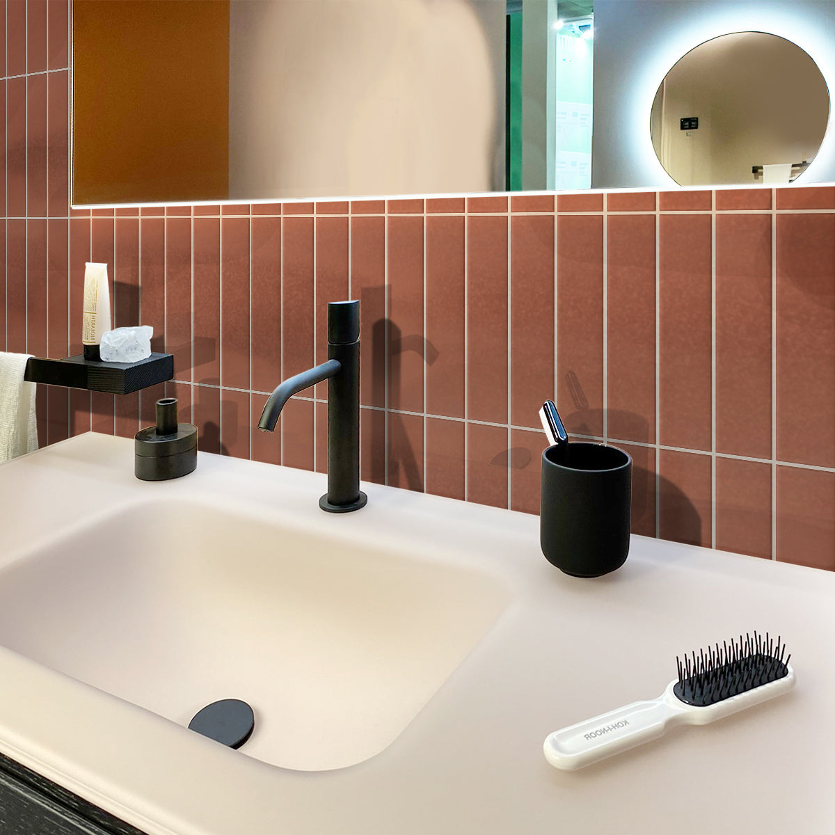 Arte 1.97 in. x 7.87 in. Matte Red Ceramic Subway Wall and Floor Tile (60 pack, 6.46 sq. ft./case)