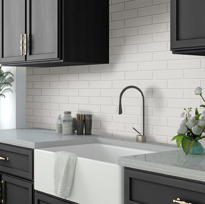 White 2x8 Matte Ceramic Subway Tile (50 pack, 5.4 sq ft/case) - Sample