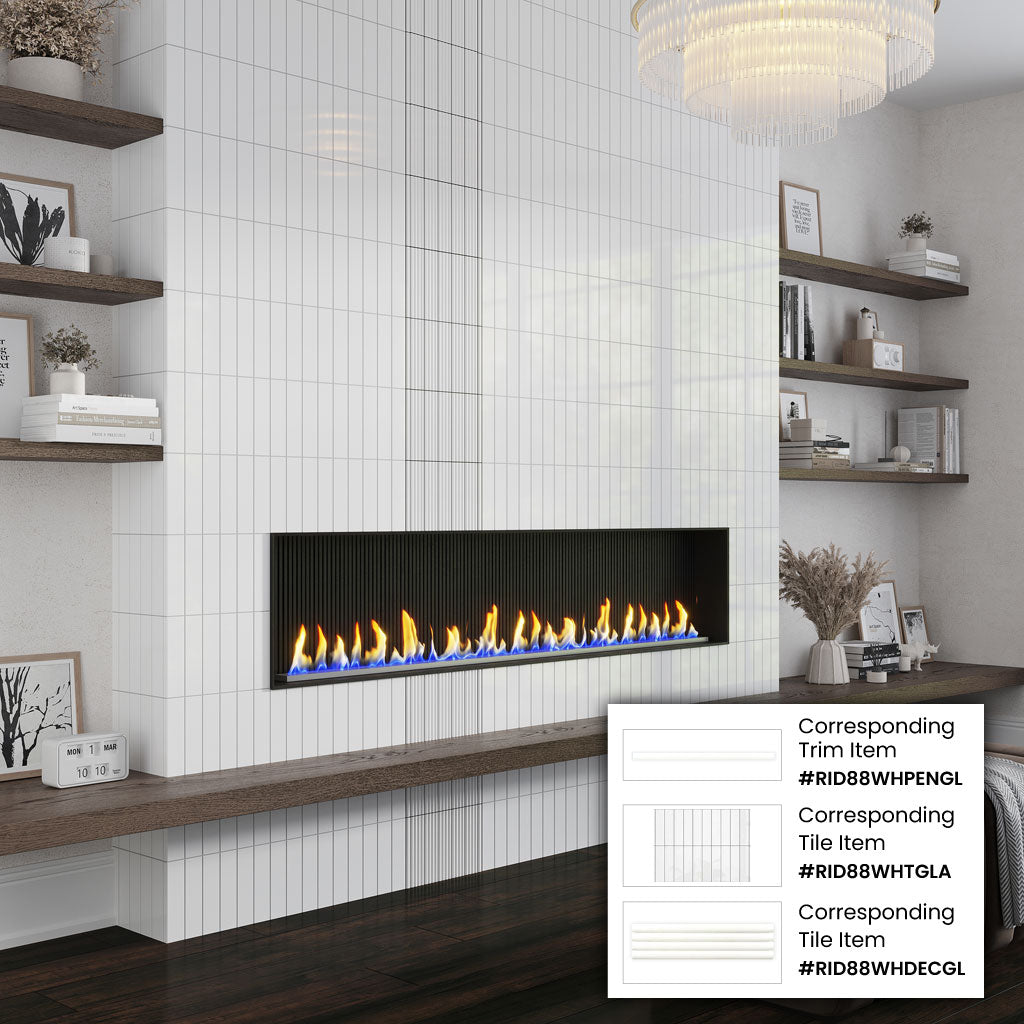 White 0.5x8 Glossy Ceramic Pencil Tile Trim (10 pack, 0.3 sq ft/case)