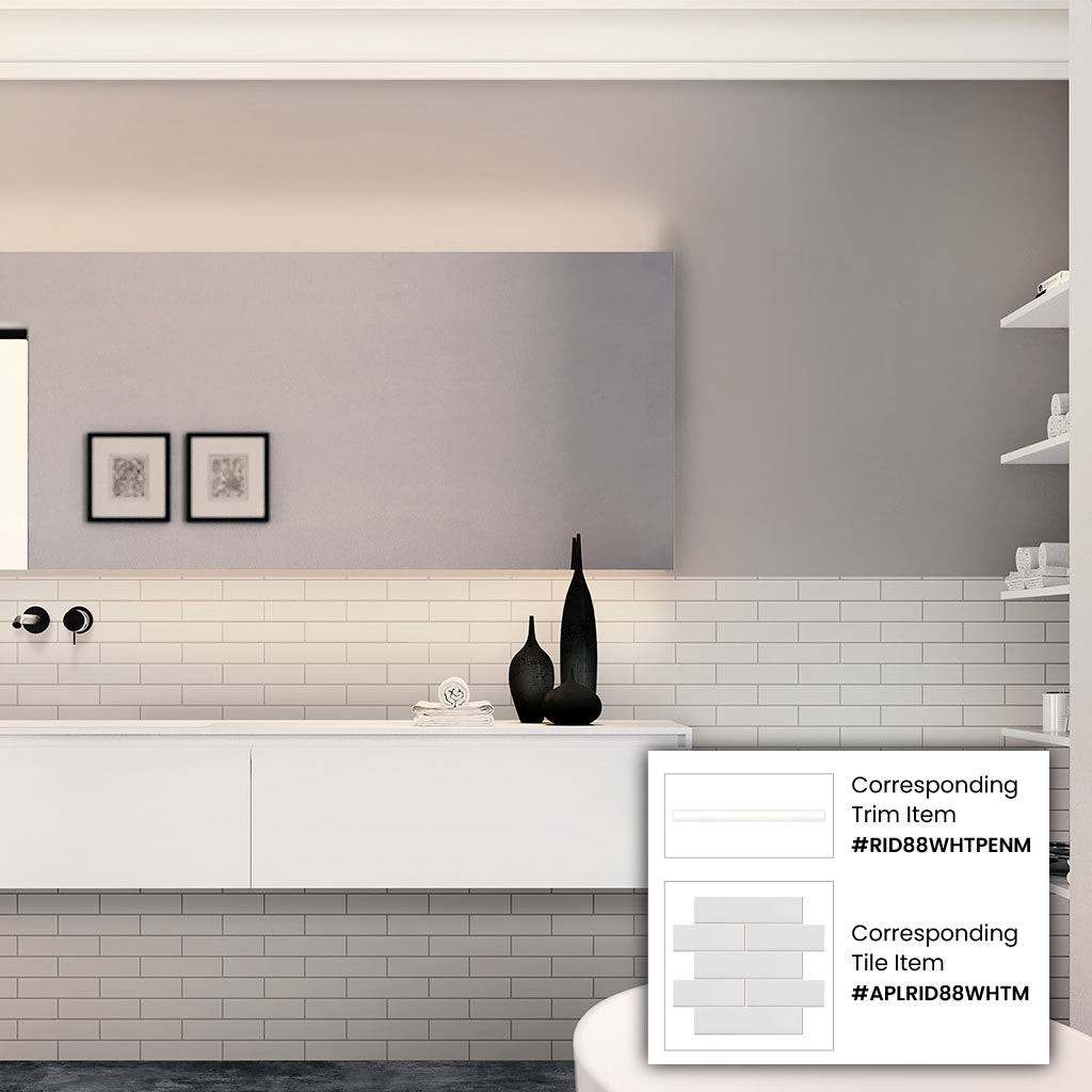 White 2x8 Matte Ceramic Subway Tile (50 pack, 5.4 sq ft/case) - Sample