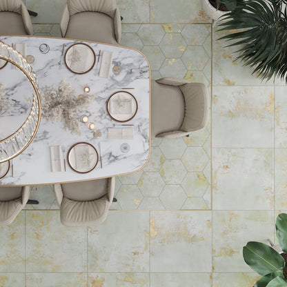 Moss Green 10x11 Natural Hexagon Porcelain Large Format Tile (17 pack, 10.06 sq ft/case)