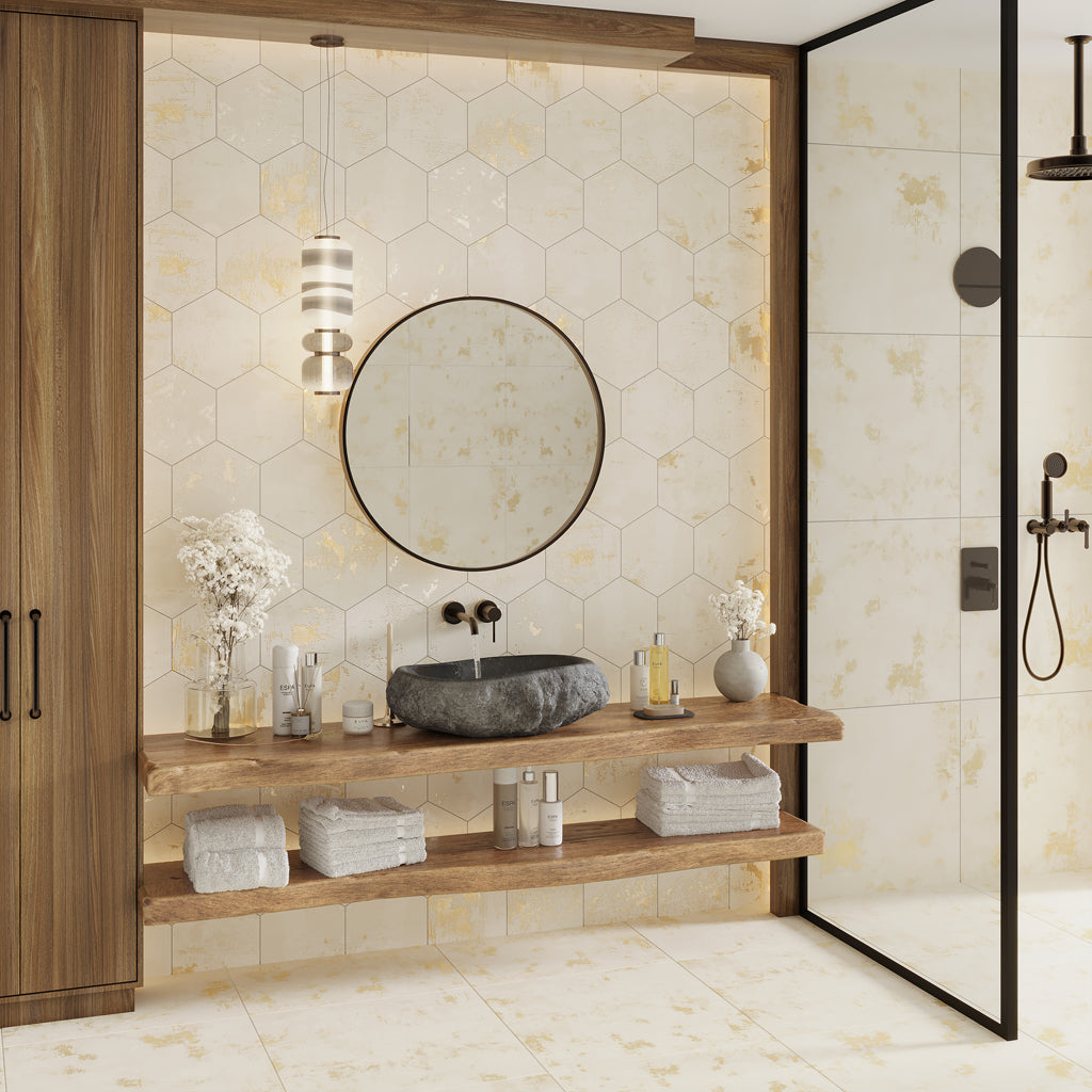 Light Beige 10x11 Natural Hexagon Porcelain Large Format Tile (17 pack, 10.06 sq ft/case)