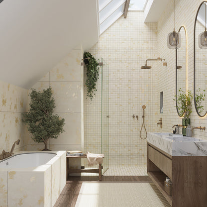 Light Beige 12x12 Natural Uniform Square Porcelain Mosaic Tile (8 pack, 7.62 sq ft/case)
