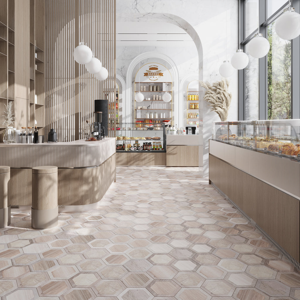 Light Brown 10x10 Matte Hexagon Porcelain Tile (20 pack, 10.43 sq ft/case)
