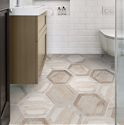 Beige 10x10 Matte Hexagon Porcelain Tile (20 pack, 10.43 sq ft/case) - Sample