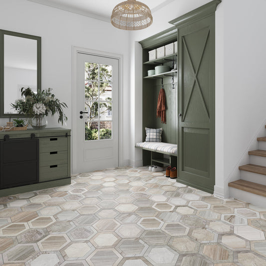 Beige 10x10 Matte Hexagon Porcelain Tile (20 pack, 10.43 sq ft/case) - Sample