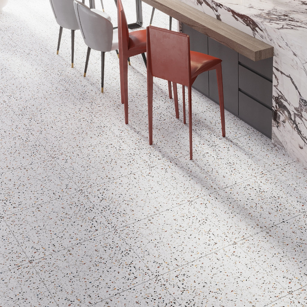 Bright White with Multi flecks 24x24 Matte Square Porcelain Large Format Tile (4 pack, 15.93 sq ft/case)