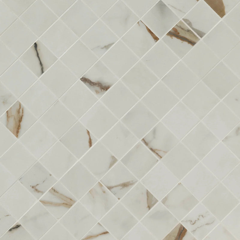 MSI Calacatta Marbella Matte Porcelain Mosaic Wall and Floor Tile 2"x2" - Regallo Collection