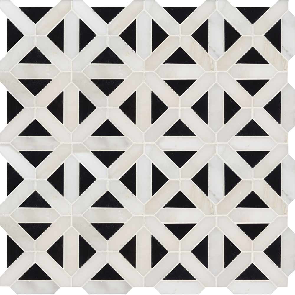 MSI Retro Fretwork Polished Marble Mosaic Tile 12"x12"