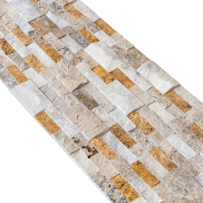 Riverrock Mixed Marble 3D Ledger Panel 6"x24" – Split-Face Wall Tile, Full Truckload
