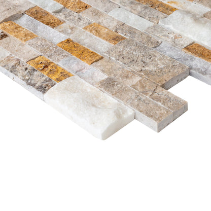 Riverrock Mixed Marble 3D Ledger Panel 6"x24" – Split-Face Wall Tile, Full Truckload