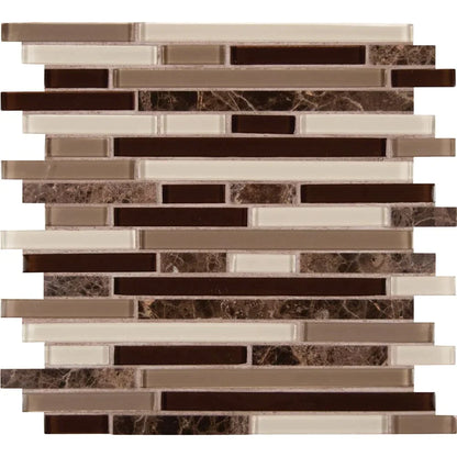 MSI Royal Oaks Blend Interlocking Glass Stone Mosaic Tile 12"x12"