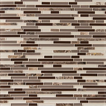 MSI Royal Oaks Blend Interlocking Glass Stone Mosaic Tile 12"x12"