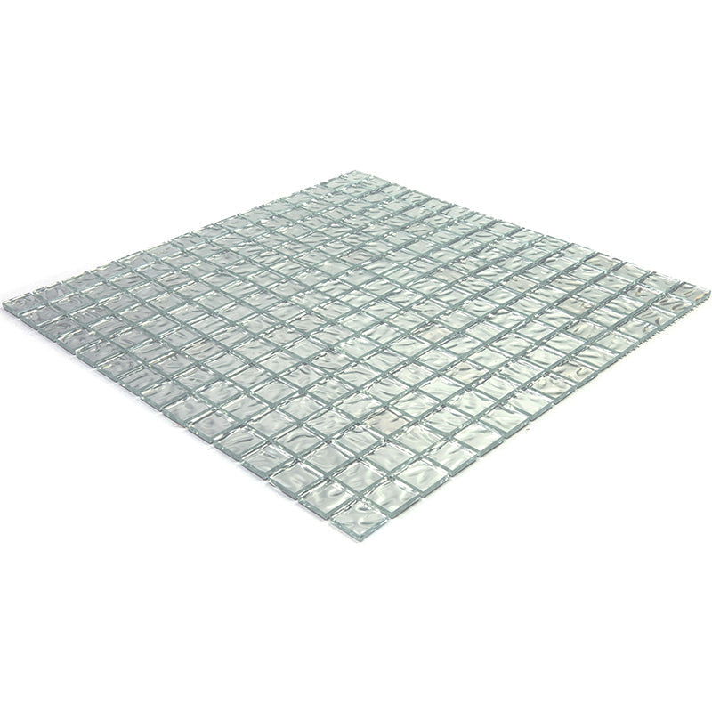 Shimmer Flint Silver 12x12 Glossy Uniform Square Glass Mosaic Tile (20 pack, 20 sq ft/case) - Sample