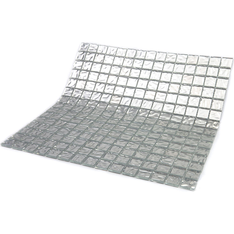 Shimmer Flint Silver 12x12 Glossy Uniform Square Glass Mosaic Tile (20 pack, 20 sq ft/case) - Sample