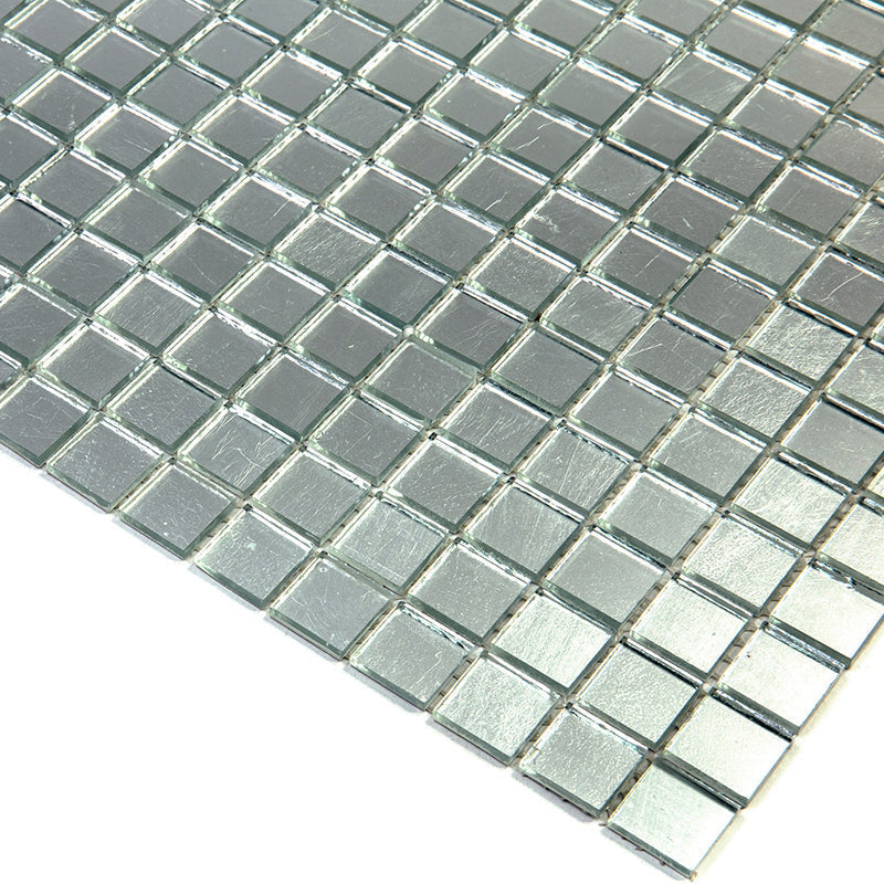 Silver 12x12 Glossy Uniform Square Glass Mosaic Tile (20 pack, 20 sq ft/case) - Sample
