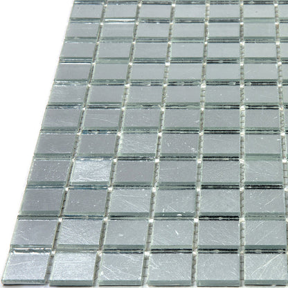 Silver 12x12 Glossy Uniform Square Glass Mosaic Tile (20 pack, 20 sq ft/case) - Sample