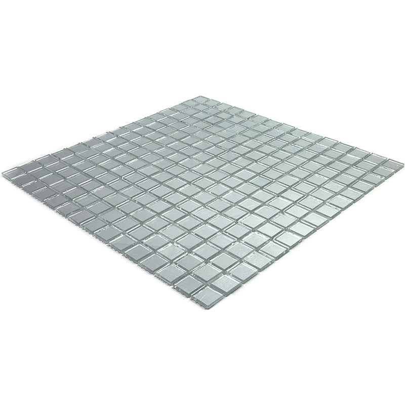 Silver 12x12 Glossy Uniform Square Glass Mosaic Tile (20 pack, 20 sq ft/case) - Sample