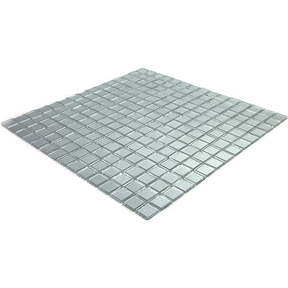 Silver 12x12 Glossy Uniform Square Glass Mosaic Tile (20 pack, 20 sq ft/case) - Sample