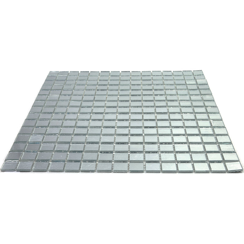 Silver 12x12 Glossy Uniform Square Glass Mosaic Tile (20 pack, 20 sq ft/case) - Sample