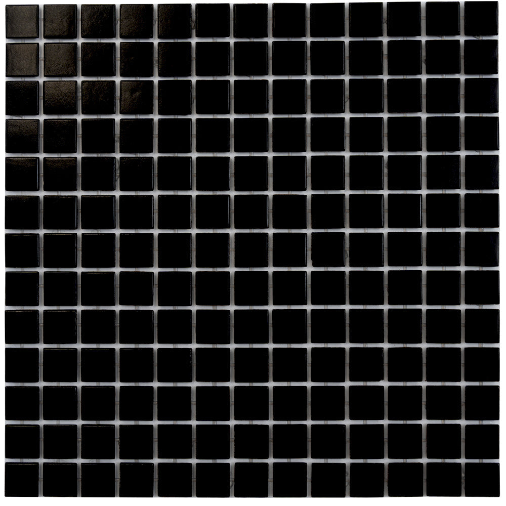 Black 12x12 Uniform Square Glossy Glass Mosaic Tile (20 pack, 20 sq ft/case)