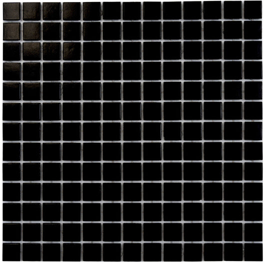 Black 12x12 Uniform Square Glossy Glass Mosaic Tile (20 pack, 20 sq ft/case)