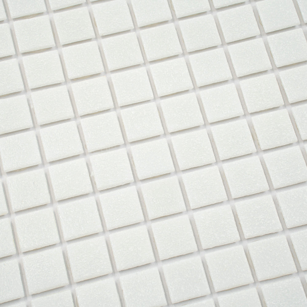 Cotton White 12x12 Glossy Uniform Square Glass Mosaic Tile (20 pack, 20 sq ft/case)