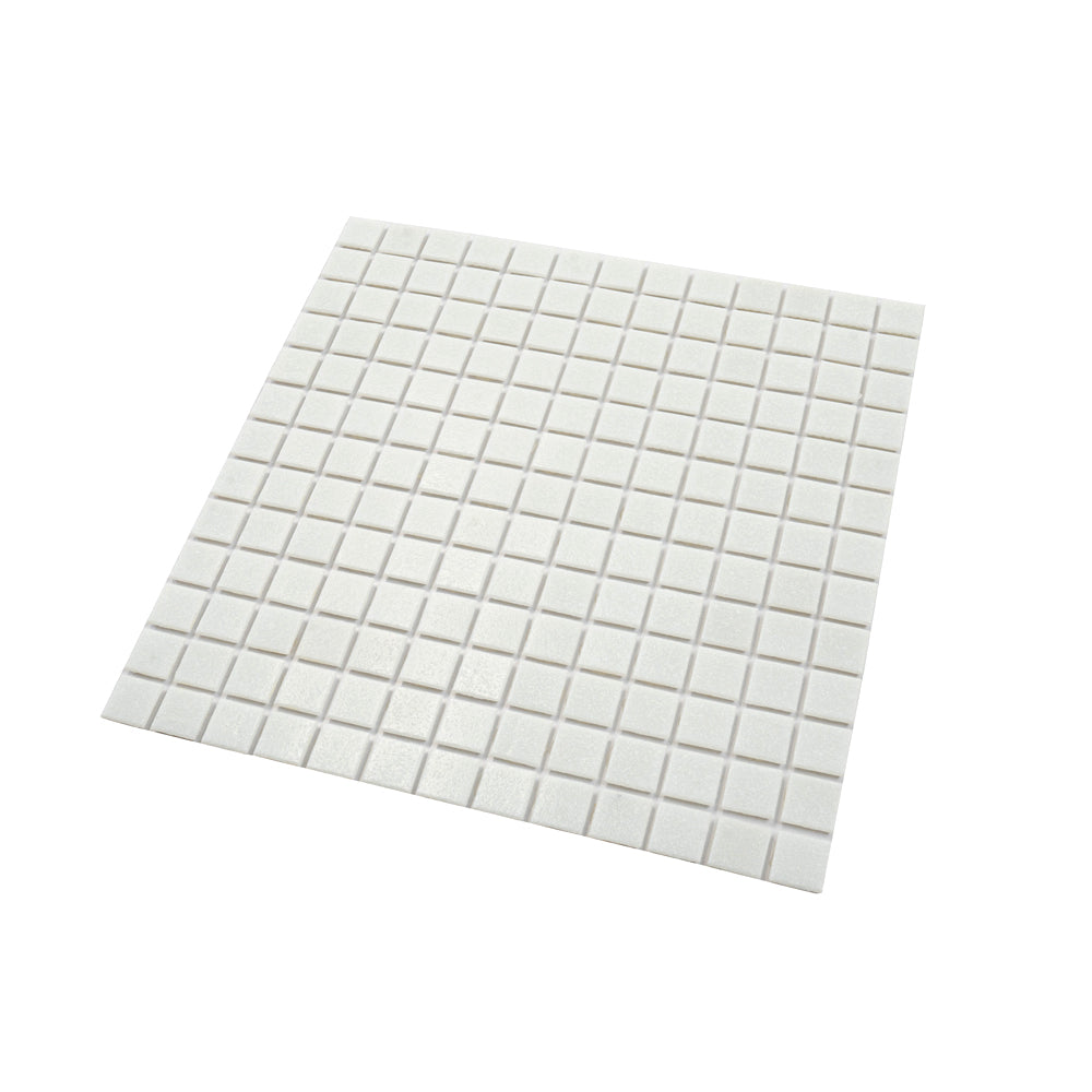 Cotton White 12x12 Glossy Uniform Square Glass Mosaic Tile (20 pack, 20 sq ft/case)